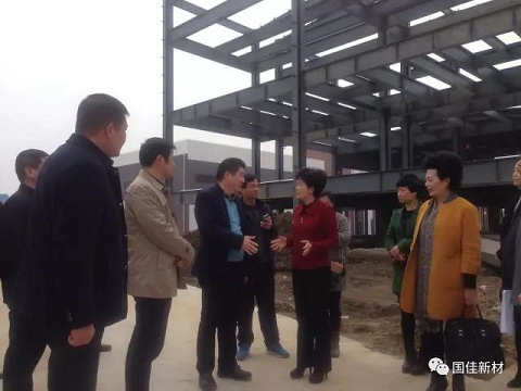 仙桃市市长周文霞与J9积分王(中国)董事长王海波在产业园建设现场
